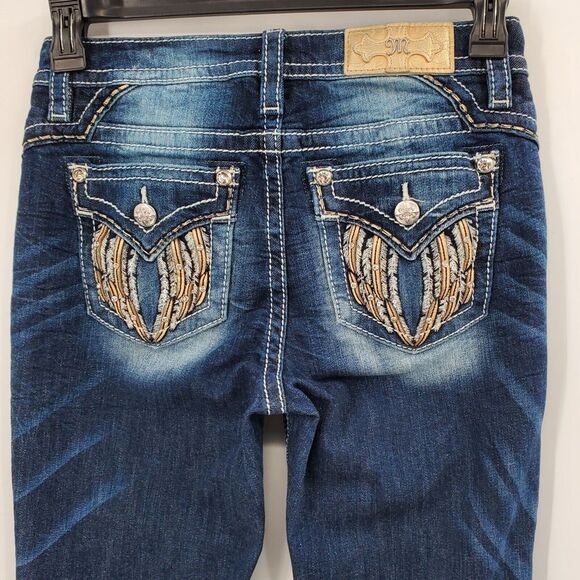 Miss Me Denim - Women's‎ Miss Me Mid Rise Boot Cut Jeans Size 27 Angel Wing